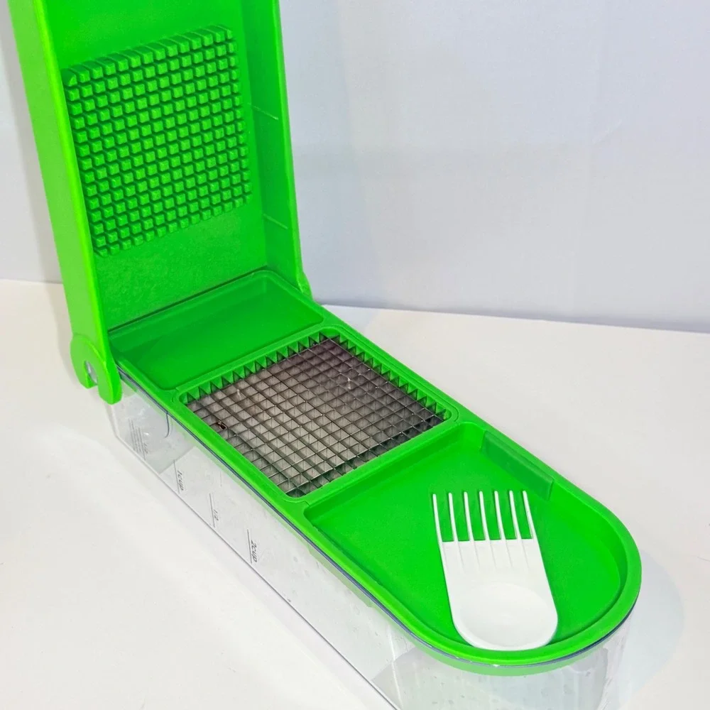 Progressive Prepworks Onion Chopper Green Vegetable Dicer with Measurements